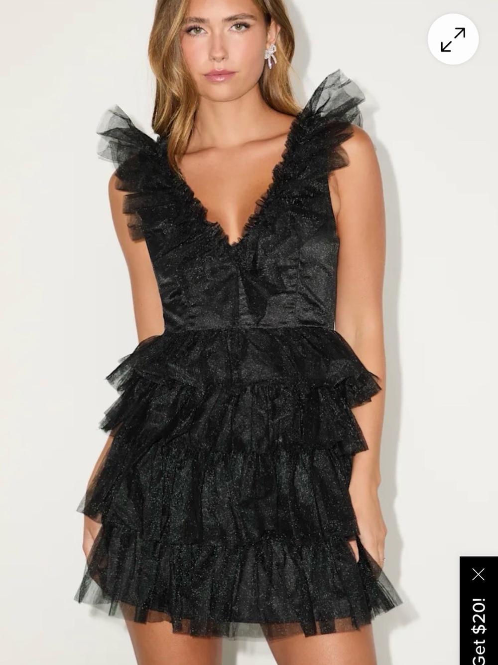 Lulus Striking Sensation Black Tulle Tiered Ruffled Mini Dress